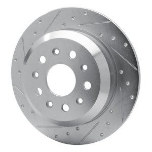 Jeep Wrangler Brake Rotor (1) - Rear Left - R1 Concepts - Drilled & Slotted - Silver - `18-`25
